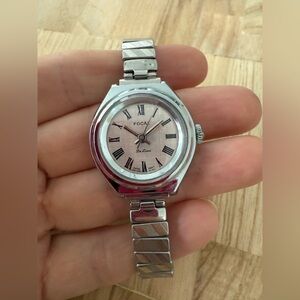 Vintage Focal De Luxe ladies silver tone mechanical  dress watch